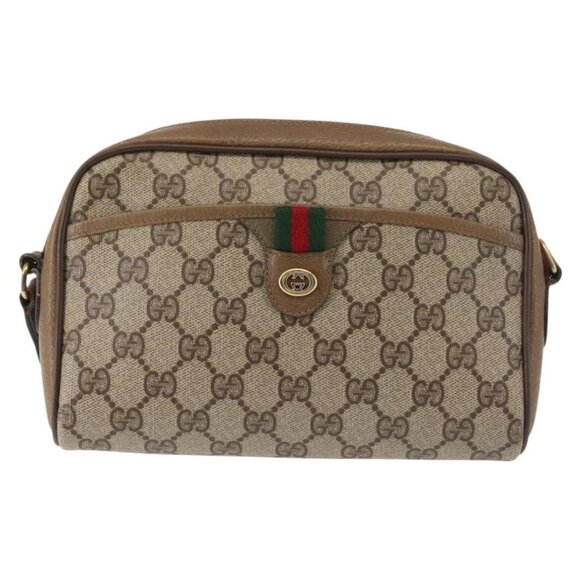GUCCI GG Supreme Web Sherry Line Shoulder Bag PVC Beige 116 02 089 Auth BA6301 - Picture 11 of 16